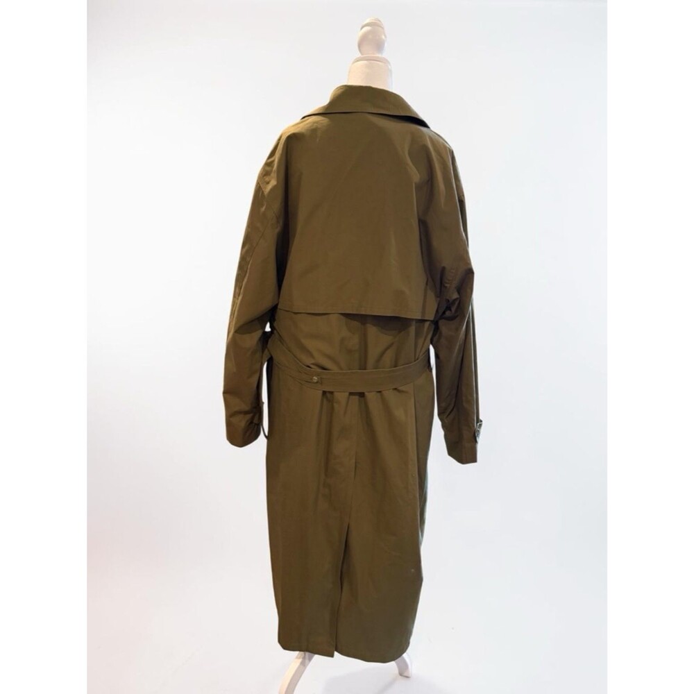 London Fog Trench Coat Mens 44 Long Olive Belted Classic Rain Coat Unisex - Picture 2 of 4
